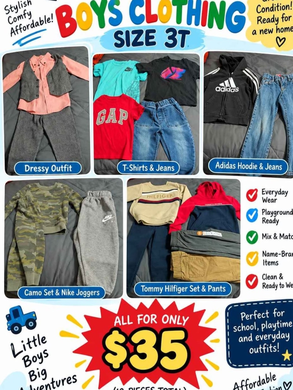 Tommy Hilfiger Kids Sweatshirt & Pants Set - Red, Navy, Cream